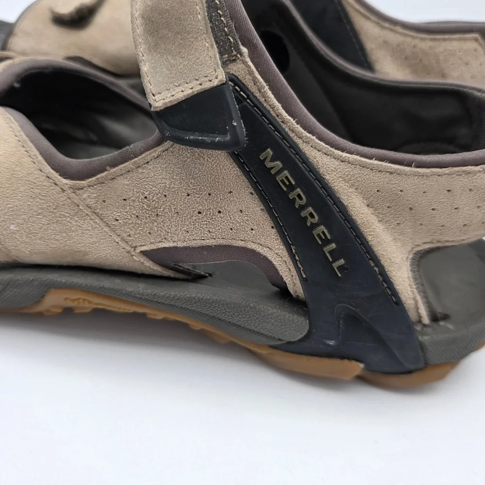 Merrell Kahuna 4 Hiking Sandals Mens 12 Tan Suede Vibram Sole Sport Trail